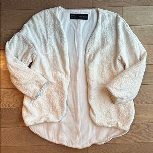 Zara Ivory & Beige Lining Textured Outerwear/ Jacket